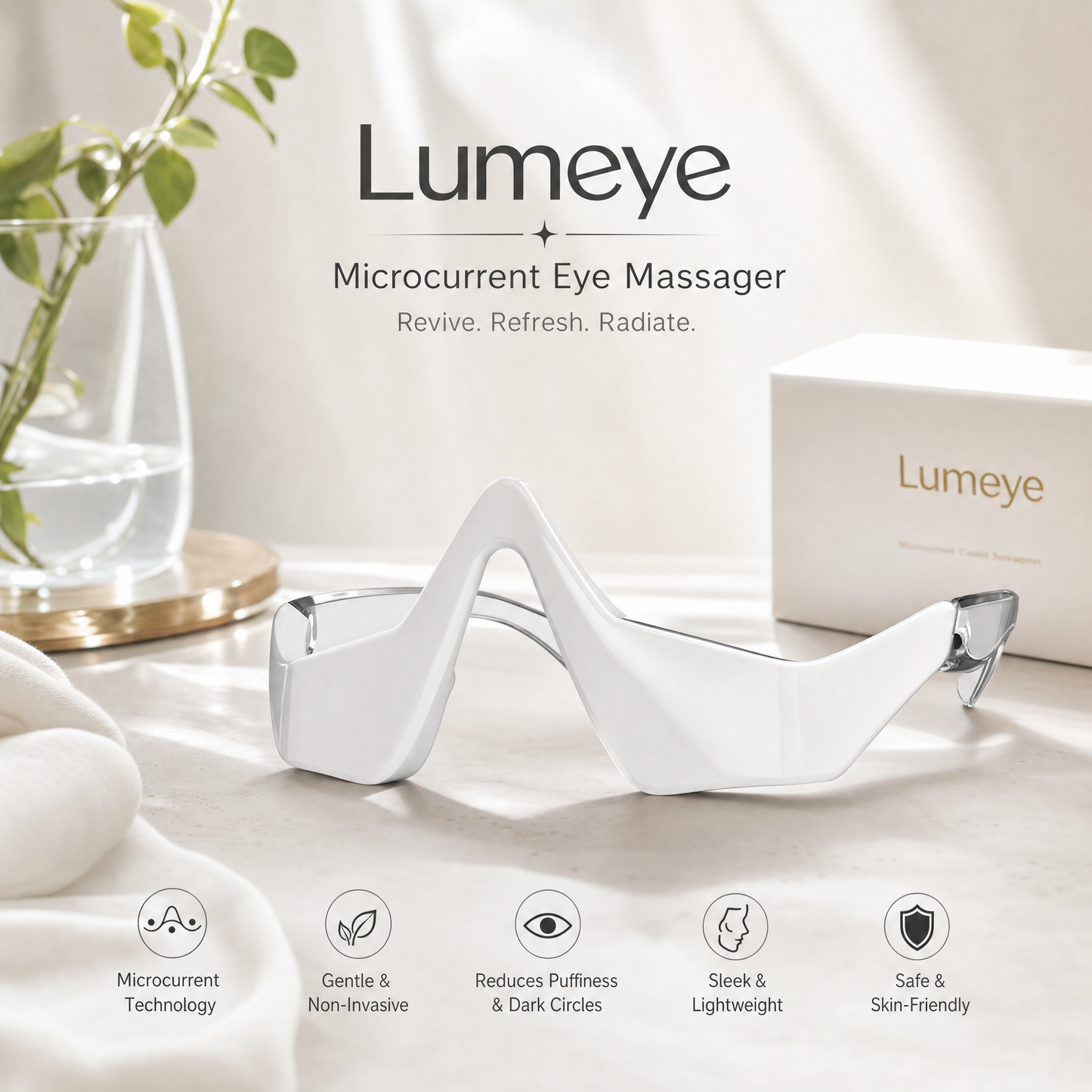 LumEyes® Red Light Eye Massager — hands-free under-eye therapy device