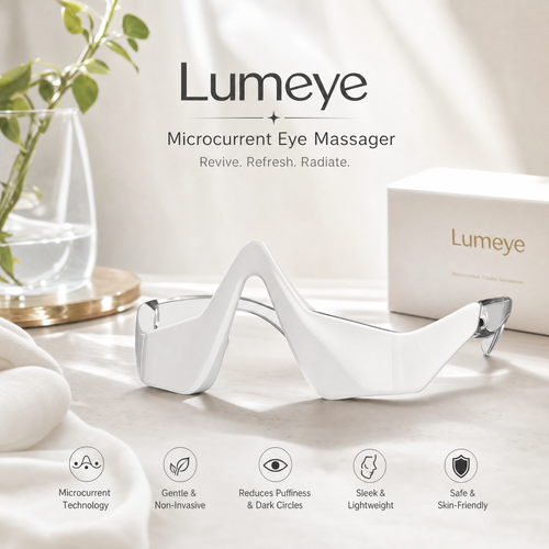 LumEyes® Red Light Eye Massager — hands-free under-eye therapy device